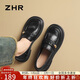 ZHR樂(lè )福鞋女2026新款女鞋英倫厚底單鞋女舒適豬皮墊皮鞋女MA26黑色37