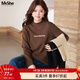 MsShe【28支莫代爾紗】大碼女裝2025秋冬胖mm字母提花半高領(lǐng)毛衣 拿鐵色現貨 3XL