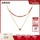 Arsis新年系列鴻運紅豆疊鏈項鏈本命年紅瑪瑙毛衣鏈紅色新年送女友禮物 鴻運紅豆疊鏈