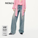 MO&Co.牛仔褲2025秋新品燙鉆鉚釘懷舊灰度淺藍棉質(zhì)闊腿褲M(mǎn)BE3JEN012 牛仔藍色 M 27