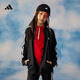 adidas女大童休閑三條紋長(cháng)袖套裝兒童秋季阿迪達斯官方輕運動(dòng)   黑色/白色   164