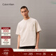 Calvin KleinJeans夏季男士休閑簡(jiǎn)約ck重磅純棉寬松圓領(lǐng)純色內搭短袖T恤上衣 CKS-牛乳白 L
