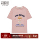Teenie Weenie女裝可愛(ài)印花短袖T恤夏季馬卡龍色打底衫上衣女 粉色 S