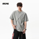 OEMG 斜褶剪裁短袖t恤男士夏季潮流牌短寬boxy高級感重磅立體版型體恤 淺灰色 XL [建議110-130斤]