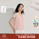 茵曼（INMAN）溫柔風(fēng)萊賽爾蝴蝶紗刺繡女裝短袖襯衫襯衣2025夏季新款上衣 浣紗粉 S