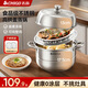 志高（CHIGO）蒸鍋不銹鋼家用燉蒸煮一體湯鍋雙層蒸饅頭鍋燃氣灶電磁爐通用32cm