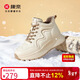 康奈（kangnai）女靴運動(dòng)休閑鞋厚底增高短靴加絨保暖棉靴2025年冬季新品白卡其37