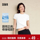 森馬（Semir）涼感T|短袖T恤女短款刺繡修身2025基礎圓領(lǐng)正肩夏裝109325100007