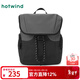 熱風(fēng)（Hotwind）男士背包春秋新款休閑翻蓋雙肩包大容量商務(wù)通勤電腦包 72黑灰 F