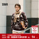 森馬（Semir）史努比系列毛衫男冬季滿(mǎn)版提花針織衫撞色情侶毛衣寬松套頭衫 紫白色調00371 M