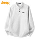 JEEP吉普長(cháng)袖T恤男春秋季亨利領(lǐng)休閑外穿內搭打底男士衣服 白灰色 3XL