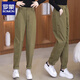 羅蒙休閑褲女2026秋季新款女士小腳哈倫褲工裝褲蘿卜九分寬松直筒褲子 軍綠色 3XL
