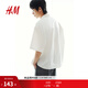 H&M男裝襯衫2025秋季新款標準版型通勤寬松短袖翻折領(lǐng)襯衣1271729 白色 XL 180/116
