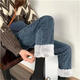 孕婦棉褲冬季托腹牛仔羊絨褲子女秋冬外穿加絨加厚打底東北保暖褲 深藍(薄絨) M(建議80-110斤)