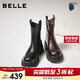 百麗復古氣質(zhì)時(shí)裝靴女2025冬新優(yōu)雅高跟彈力靴E5E1DDZ5 黑色 37