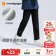 moodytiger男童褲子防風(fēng)抓絨冬兒童長(cháng)褲保暖梭織拒水戶(hù)外運動(dòng)褲 炭黑色 160