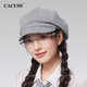 CACUSS帽子女春季貝雷帽文藝八角畫(huà)家帽顯臉小短檐報童帽 星灰