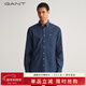 GANT【100%棉】甘特秋冬男士時(shí)尚商務(wù)休閑刺繡純棉翻領(lǐng)長(cháng)袖襯衫 989-靛藍色 S