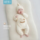 湯尼倍兒新生兒連體衣秋冬季夾棉保暖系帶滿(mǎn)月服初生嬰兒內衣和尚服 淺米色 66cm