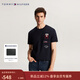 Tommy Hilfiger春夏男純棉休閑通勤時(shí)尚刺繡字母圓領(lǐng)內搭打底衫短袖T恤上衣 藏青色FAP M （推薦：135-150斤）