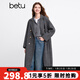 百圖betu女裝冬季新款毛呢外套西裝領(lǐng)綿羊毛氣質(zhì)大衣外套2412X01 深灰 M