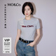 MO&Co.【秦嵐同款】短袖T恤25秋新品植絨印花正肩上衣MBE3TEET08新年紅 中花灰色 M /165