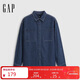 蓋璞（GAP）男女裝2025秋季新款棉質(zhì)撞色紐扣翻領(lǐng)寬松牛仔襯衫791980