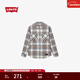 Levi's李維斯秋冬男士英倫校園風(fēng)vintage高街翻領(lǐng)格紋襯衫外套 藍棕色格紋 S