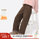 小茵曼童裝女童奧粒絨保暖褲子格紋卷邊冬季中大童寬松休閑長(cháng)褲 咖色 170