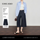 CHIC JOJO【清風(fēng)日程】闊腿褲丨休閑褲女26夏新款藍色仿牛仔八分褲 墨海藍 S (26)