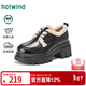 熱風(fēng)（Hotwind）【商場(chǎng)同款】加絨樂(lè )福鞋冬季新款厚底增高小皮鞋百搭女鞋 01黑色 38