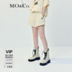 MO&Co.衛褲春美式運動(dòng)風(fēng)抽繩松緊高腰MC刺繡棉質(zhì)短褲休閑褲摩安珂 杏黃色 S 160