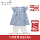 戴維貝拉（DAVE＆BELLA）夏季女童休閑套裝兒童女寶寶短袖短褲兩件套嬰兒夏裝嬰幼童衣服 淺藍色 4T/100cm(建議身高90-100cm)