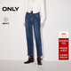 ONLY2025冬季新款復古磨毛高腰顯瘦九分直筒褲牛仔褲女|125449011 J35 510洗水牛仔藍 L L標準褲長(cháng)