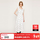 moussy&sly2025田園風(fēng)碎花無(wú)袖方領(lǐng)收腰長(cháng)裙連衣裙030ISZ33-3431 混合白色017 S
