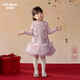歐姆熊女童秋冬款連衣裙2025新款寶寶周歲生日冬季洋氣兒童冬裝公主裙子 白色 100 100cm