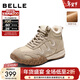 百麗（Belle）舒適運動(dòng)風(fēng)高幫鞋女冬季新款商場(chǎng)同款加絨百搭休閑鞋E5W1DDD5 杏色-厚絨 38 (240mm)