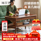 維莎源氏木語(yǔ)全實(shí)木高茶幾美式輕奢高款茶桌胡桃色加高雙層茶臺 【胡桃色】1.2米高茶幾（1200*600*589mm）