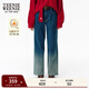 Teenie Weenie小熊女裝簡(jiǎn)約漸變色牛仔褲女冬季保暖加絨舒適直筒褲 中藍色 S (160)