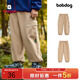 巴布豆男童褲子秋季新款薄款兒童工裝褲寬松休閑戶(hù)外男孩運動(dòng)長(cháng)褲 卡其 130cm 均碼