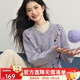 熙世界（sllsky）甜美風(fēng)蝴蝶花刺繡毛衣外套女秋冬新款復古灰色圓領(lǐng)針織開(kāi)衫 鳶尾紫 XL