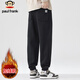 大嘴猴（paul frank）褲子男士秋冬季束腳休閑褲男運動(dòng)衛褲男寬松男褲 黑色加絨 36