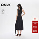 ONLY2025夏季新款翻領(lǐng)無(wú)袖露腰高腰中裙牛仔連衣裙女|125242002 J09深牛仔灰色 L