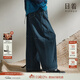 日著(zhù)原創(chuàng  )設計水洗針織牛仔褲2024冬季新款復古休閑寬松香蕉褲女 蹤影藍-加厚款 L