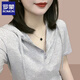 羅蒙（ROMON）短袖t恤女裝夏季2025新款韓版連帽洋氣休閑減齡T恤女上衣夏天 灰色 XL (建議115斤-130斤)