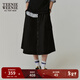 Teenie Weenie小熊秋季休閑時(shí)尚黑色中長(cháng)裙戶(hù)外大擺半身長(cháng)裙子女裝 黑色 L (170)