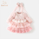 班喜迪女童連衣裙春裝2026新款洋氣寶寶網(wǎng)紗公主裙周歲禮服春秋兒童裙子 粉色 90