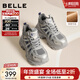 百麗（Belle）潮酷高幫老爹鞋女冬季新款商場(chǎng)同款厚底加絨休閑鞋E6N1DDD5 灰色-薄絨 38