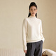 MUSLEY QUEEN新款100%全羊毛女無(wú)縫針織衫毛衣百搭套頭打底衫 半高領(lǐng)-奶白 XL
