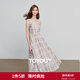 初語(yǔ)法式復古格紋抹胸吊帶裙女2025夏季新款收腰A字裙連衣裙 冰粉色 M